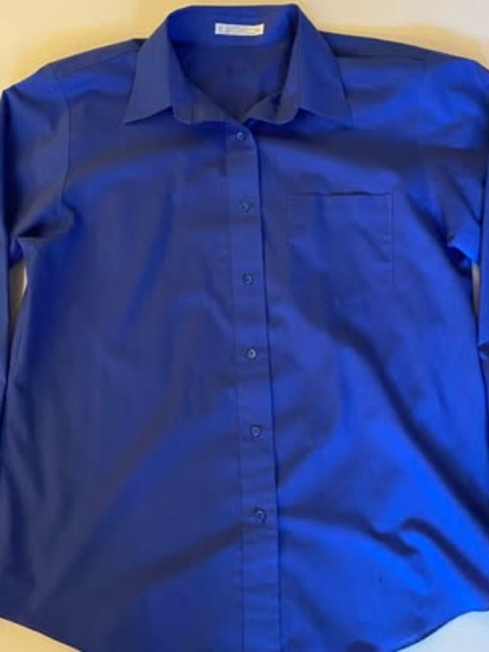 Womens Foxcroft Royal Blue Long Sleeve Button Down Shirt